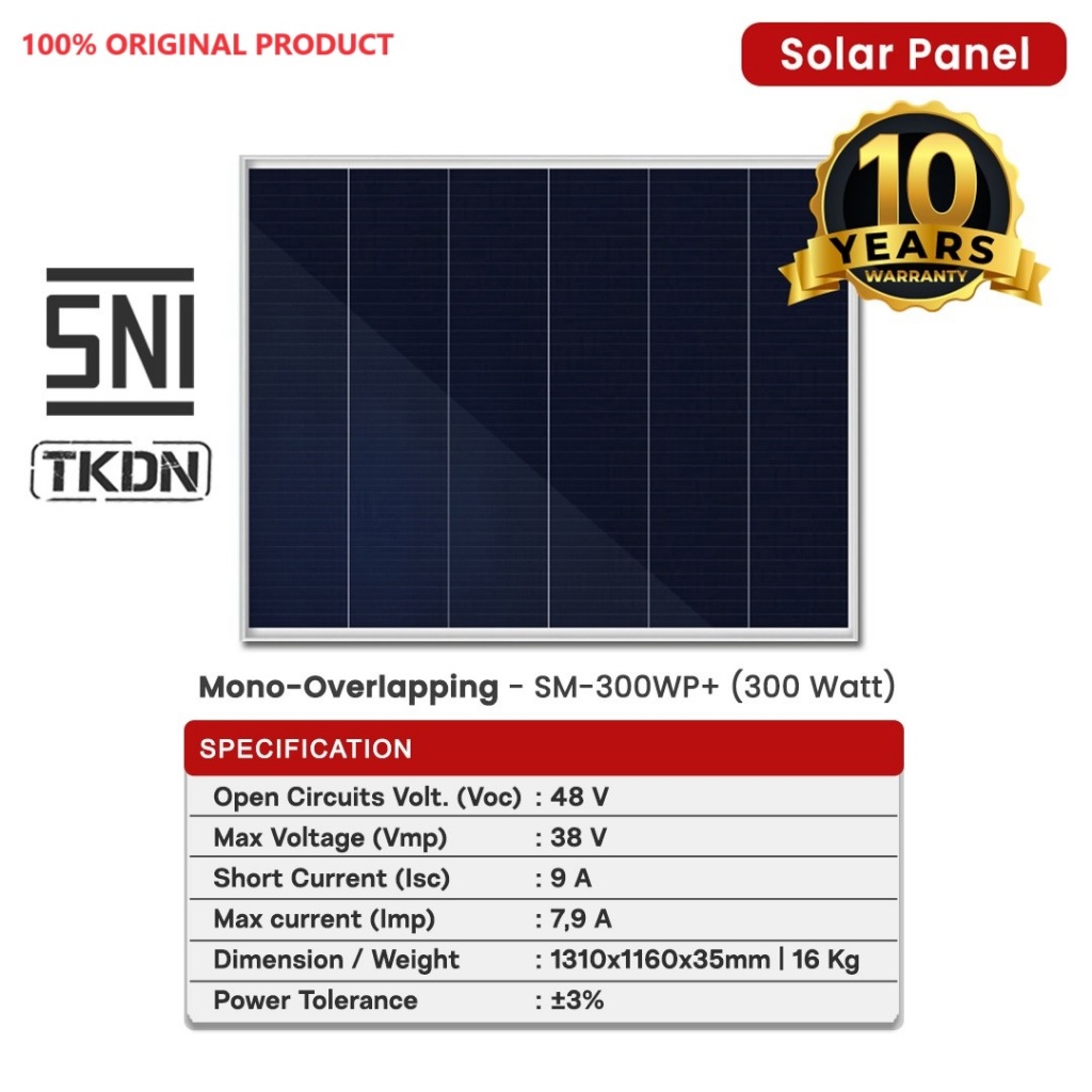 Sunwatt Solar Panel - SM-300WP (300 Watt) Mono Overlapping