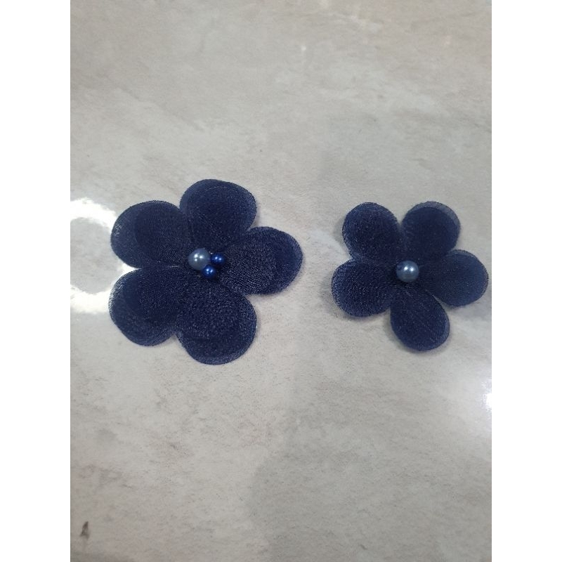 Aplikasi Bunga Organza 3D / Bunga 3D Kebaya / Gaun / Aplikasi Bunga Cantik Navy