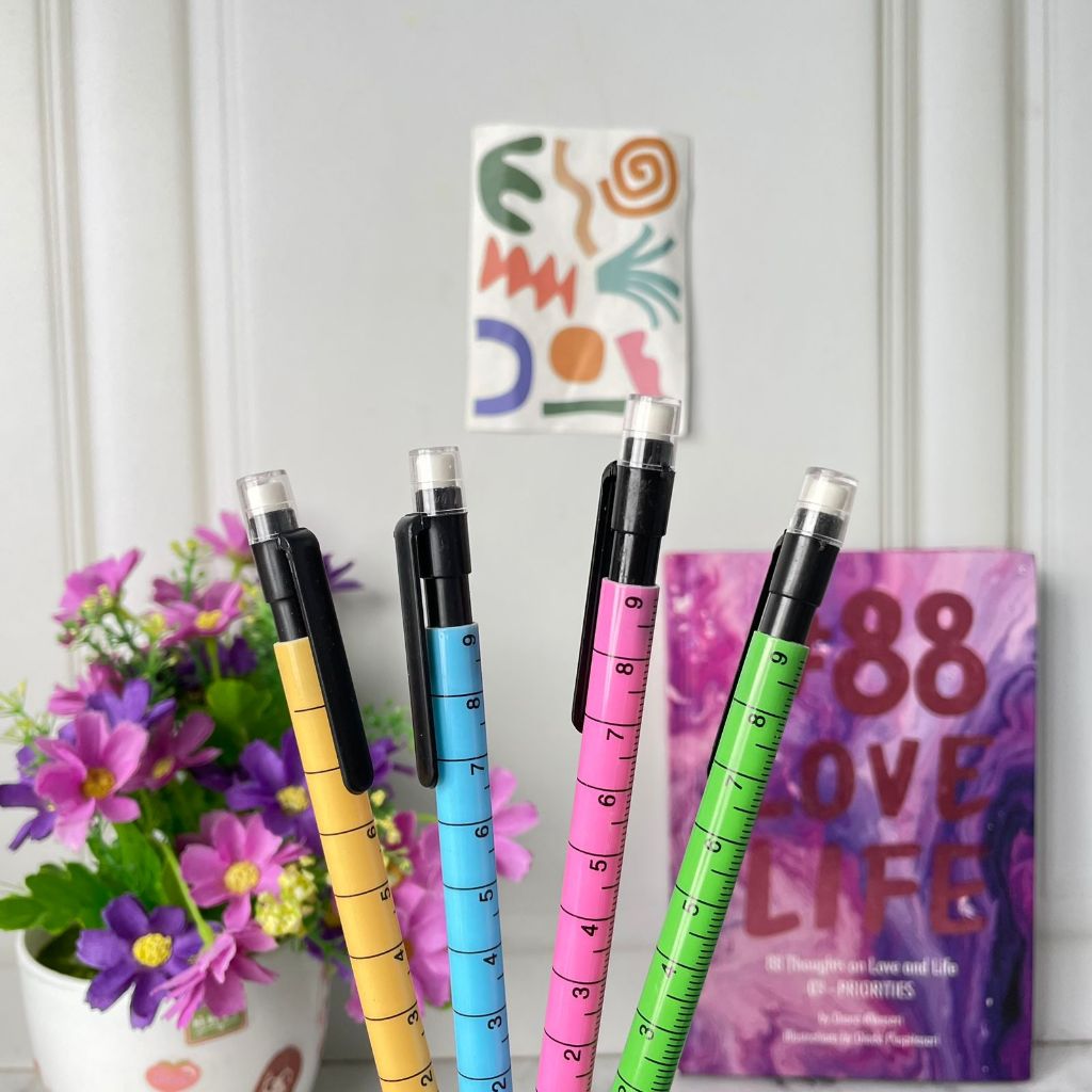 

Pensil Cetek Pola Garis Ukur Mekanik 2B - pencil grafit original asli tebal alat tulis hadiah kantor kerja sekolah lucu unik mewah fancy