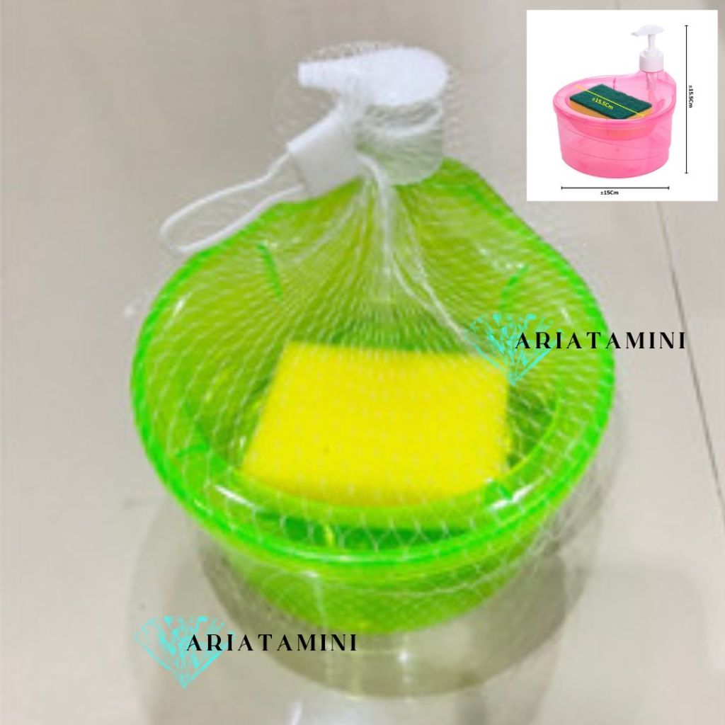 Tempat Sabun Cuci Piring Viral MR.DIY Free Spons / Wadah Sunlight Model Bulat / Dispenser Botol Soap