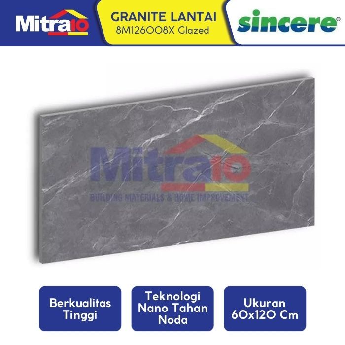 Sincere Granite Lantai 8M126008X Glazed 60x120 Cm Abu Gelap
