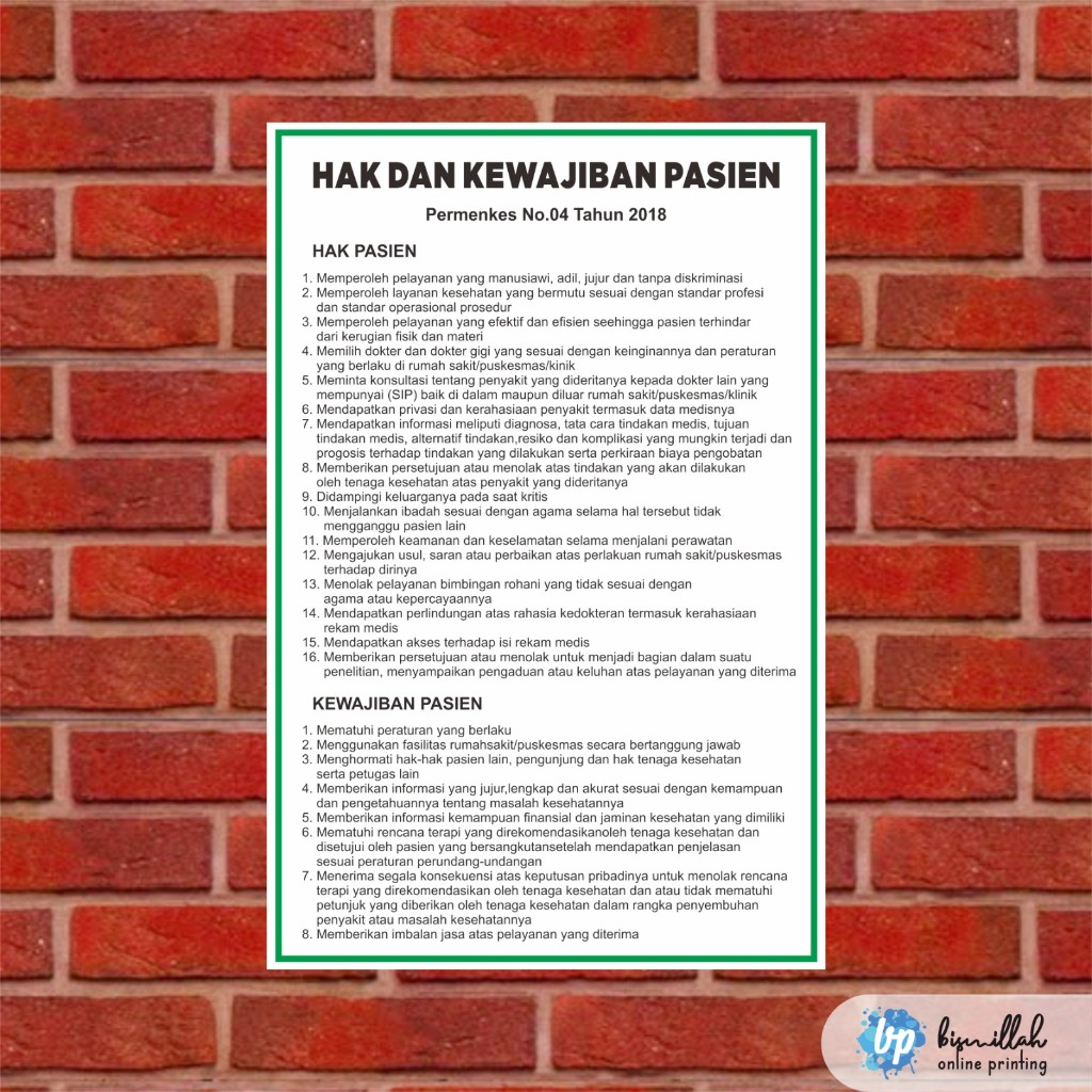 Poster Hak dan Kewajiban Pasien