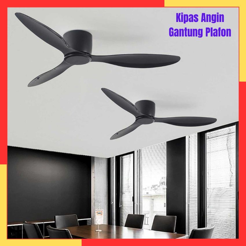 Kipas Angin Gantung Plafon Pendingin Penghangat Suhu Ruang Tamu Kamar Tidur 52 Inch Remot Control