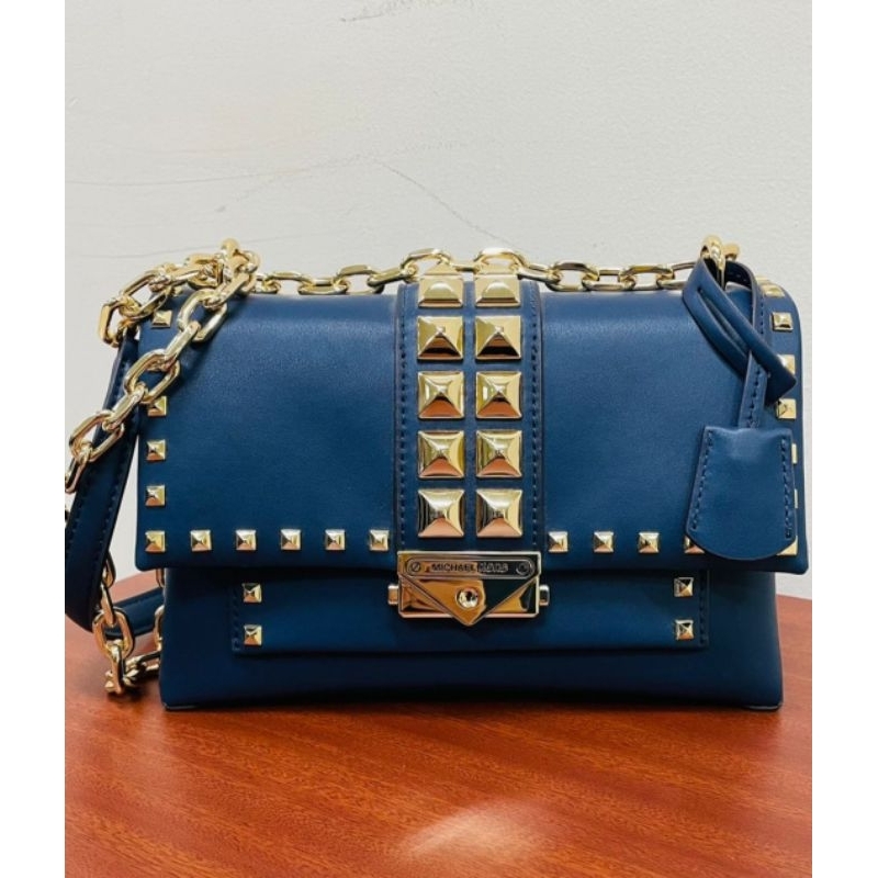 Preloved MK Cece Medium Flap Studded Navy