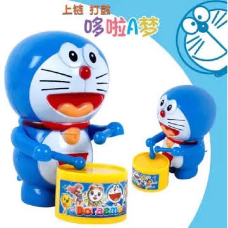 (BISA COD) MAINAN ANAK BONEKA KARAKTER TABUH DRUM / DRUM BAND PUTAR KUNCI KARAKTER LUCU DORAEMON / H