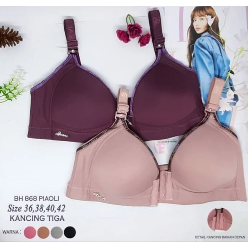 Bra Kancing Depan Busa Tanpa Kawat,Tali Lebar Kuat