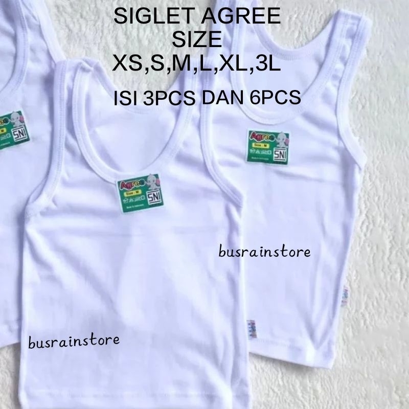 SINGLET PUTIH AGREE / AGREE Kids / KAOS DALAM AGREE Anak Anak