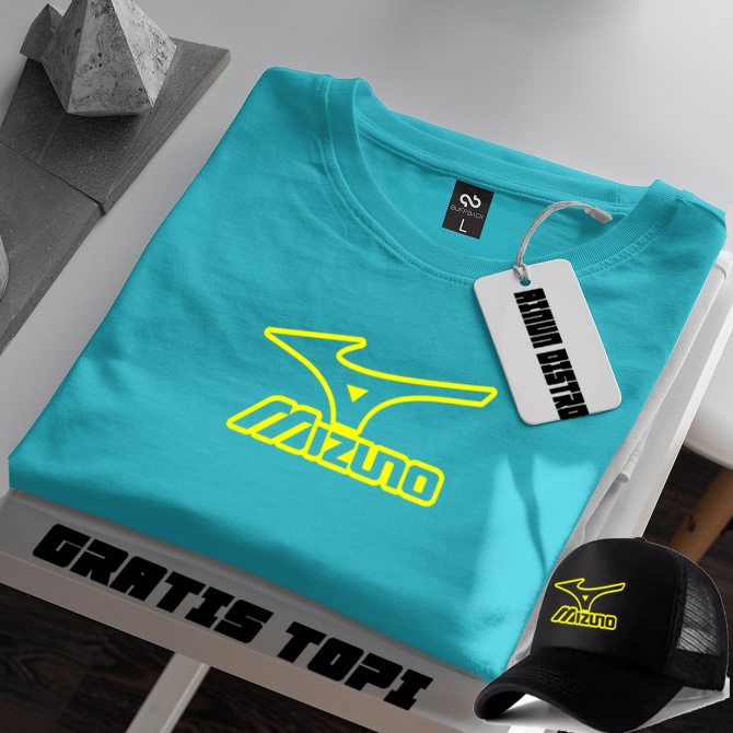 Bonus Topi . Kaos Pendek Mijuno Text Yellow Terbaru../ Terkeren Baju Lengan Pendek Premium Quality A