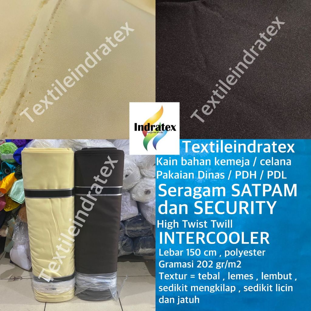 ( per 1 roll ) kain twill high twist INTERCOOLER seragam satpam security krem cream coklat kopi leba