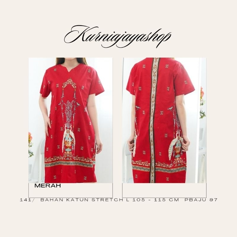 dress merah/dress batik jumbo/dress batik imlek/dress cheongsam/batik cheongsam/ dress merah natal/d