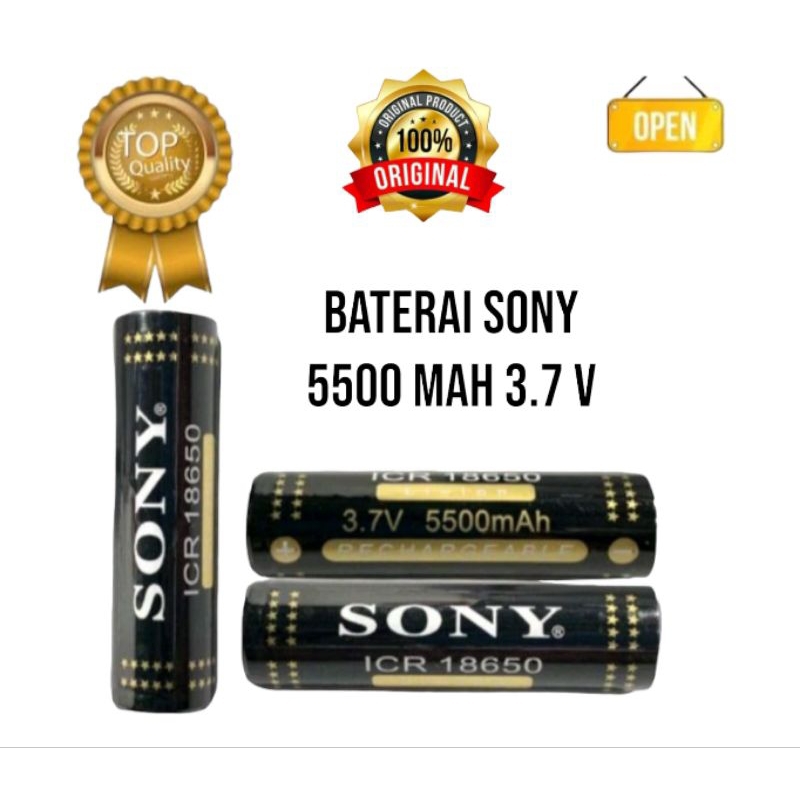 Baterai Sony ICR 18650 3.7 V 5500 Mah cocok untuk baterai senter