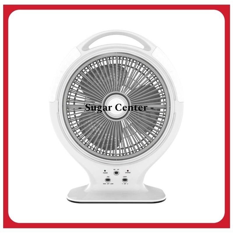 Krisbow Kipas Angin Darurat Rechargeable 14 Inchi/Kipas Angin Meja Dengan Lampu Rechargeable/Emergen