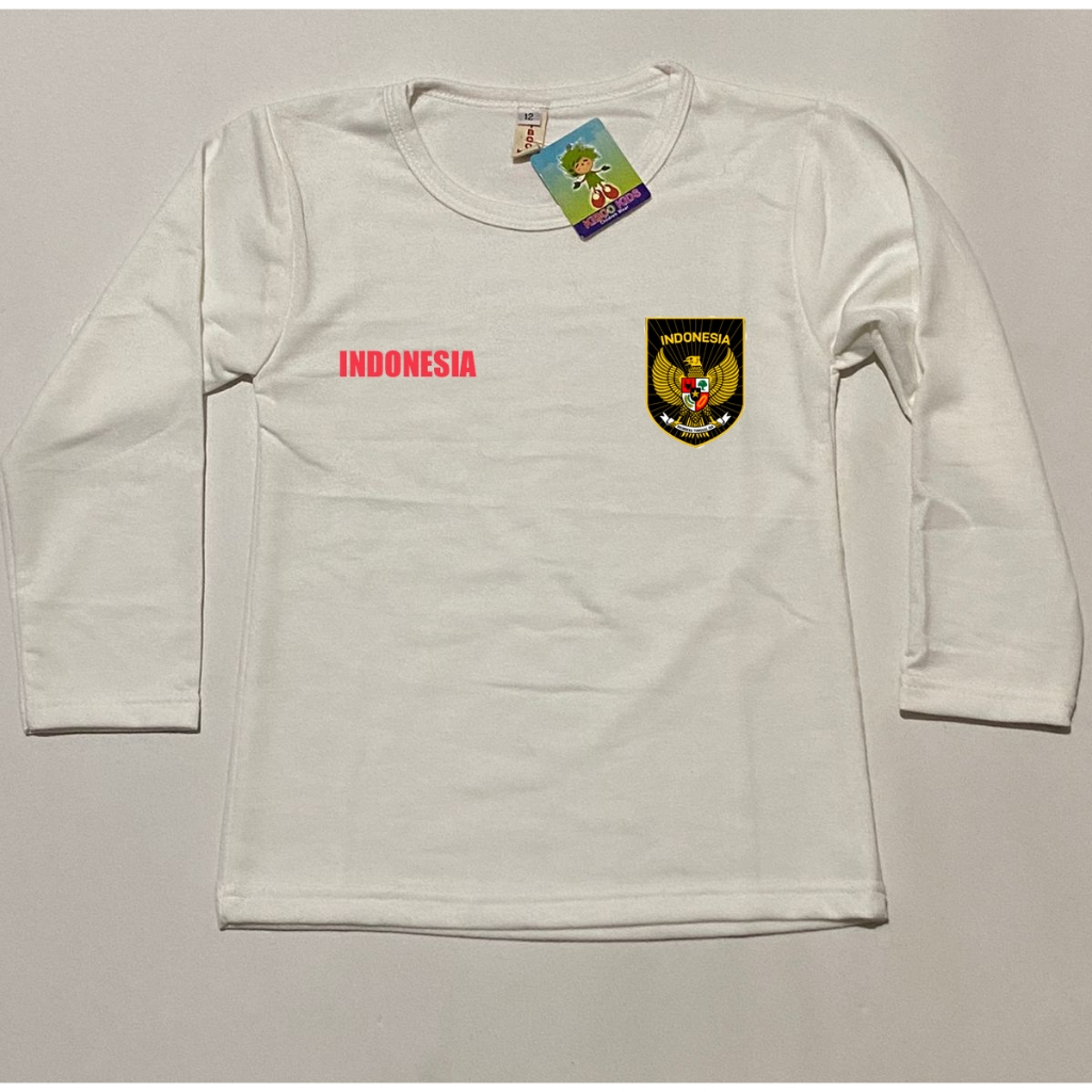 baju atasan oblong anak lengan panjang logo TIMNAS / pakain kaos t-shirt distro bola GARUDA indonesi
