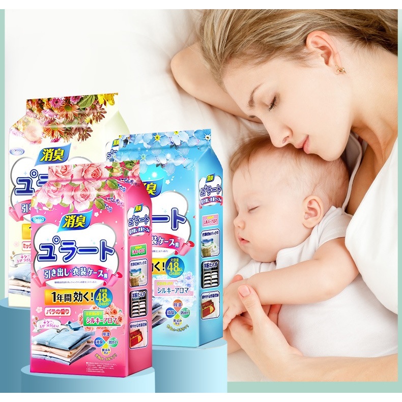 48pcs Kapur barus pewangi / pengharum lemari pakaian baju/buku Anti Ngengat Anti Jamur Tas Koper Lem