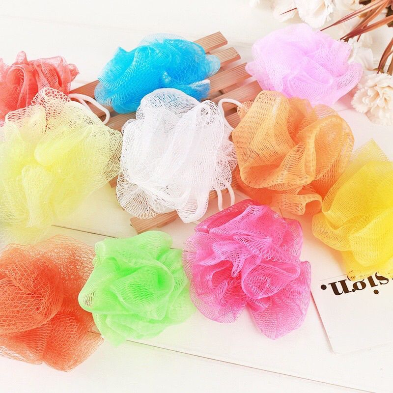 SPONS JARING MANDI - SHOWER PUFF MINI -  SPONS JARING WARNA UNTUK MANDI