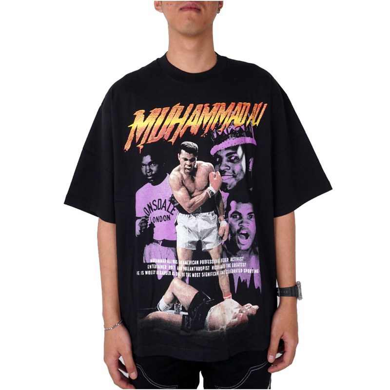 KKontener Vintage Muhammad Ali Black Oversize Tee T-Shirt Kaos