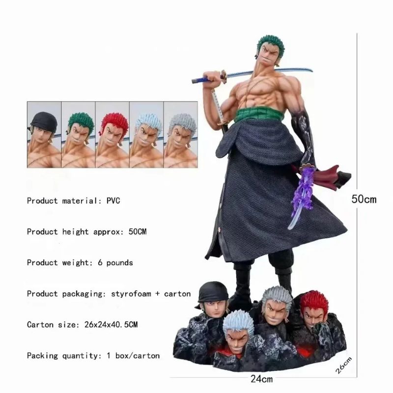 Action Figure One Piece Roronoa Zoro DTS Studio Design Resin King Hell 5 Head Ashura