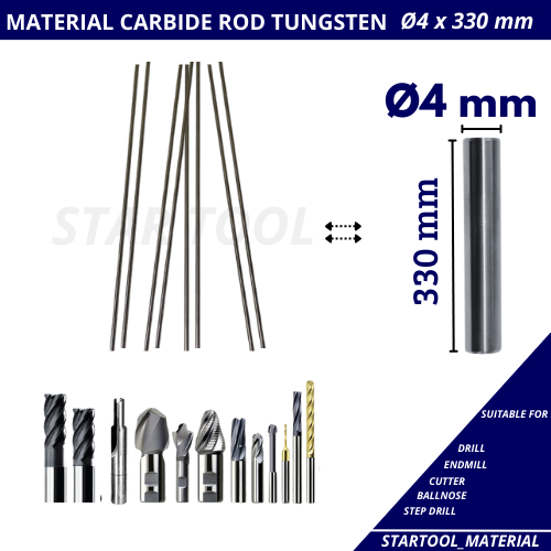 Carbide Rod 4mm x 330 mm Material Full Carbide Rod Tungsten