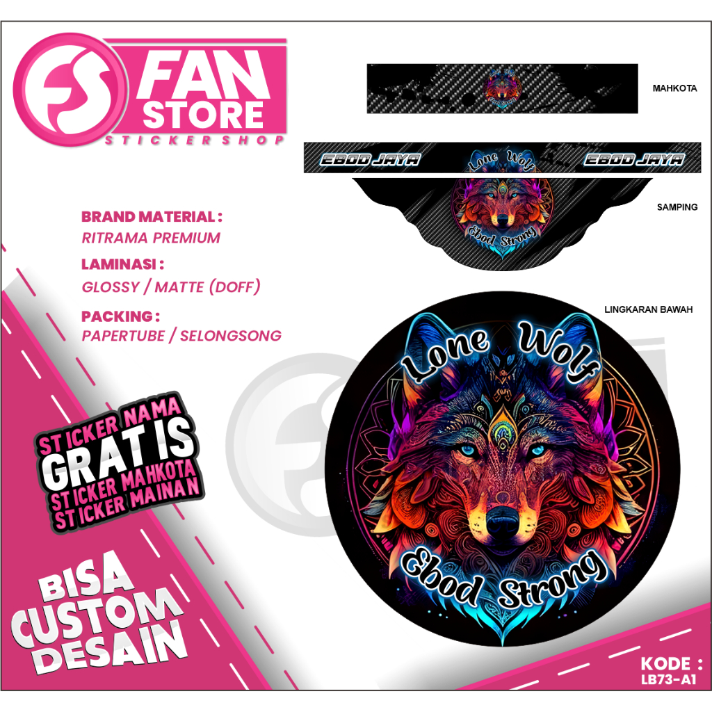 Sticker Decal Kandang Lovebird Universal Motif Srigala - Decal Custom Sangkar Lovebird Ebod Strong -