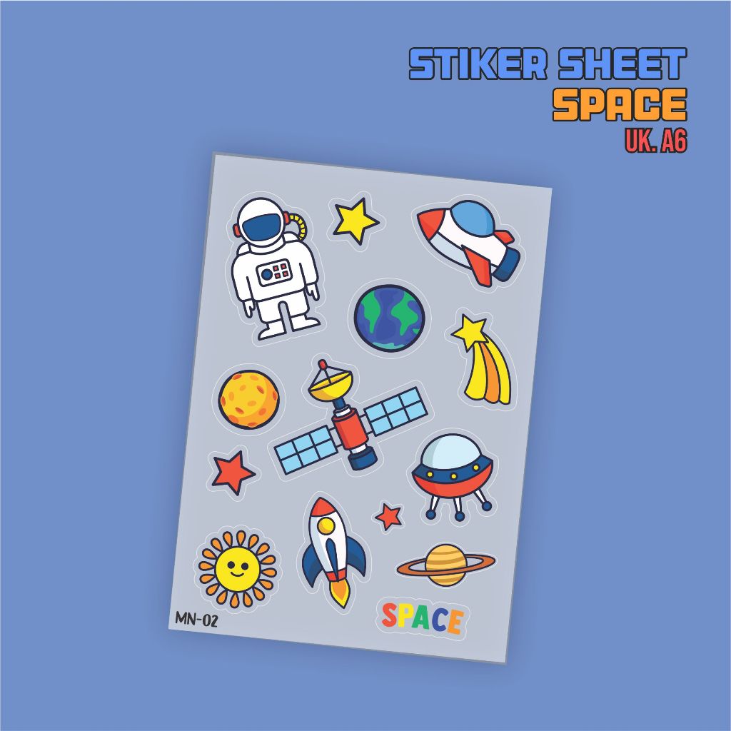 

SPACE Stiker Sheet A6 Sticker Transparant Waterproof Stiker Botol Minum MN02