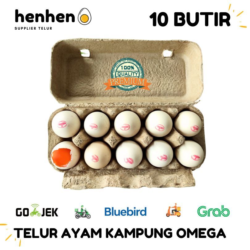 

TELUR AYAM KAMPUNG OMEGA 1 BOX = 10 BUTIR HENMART