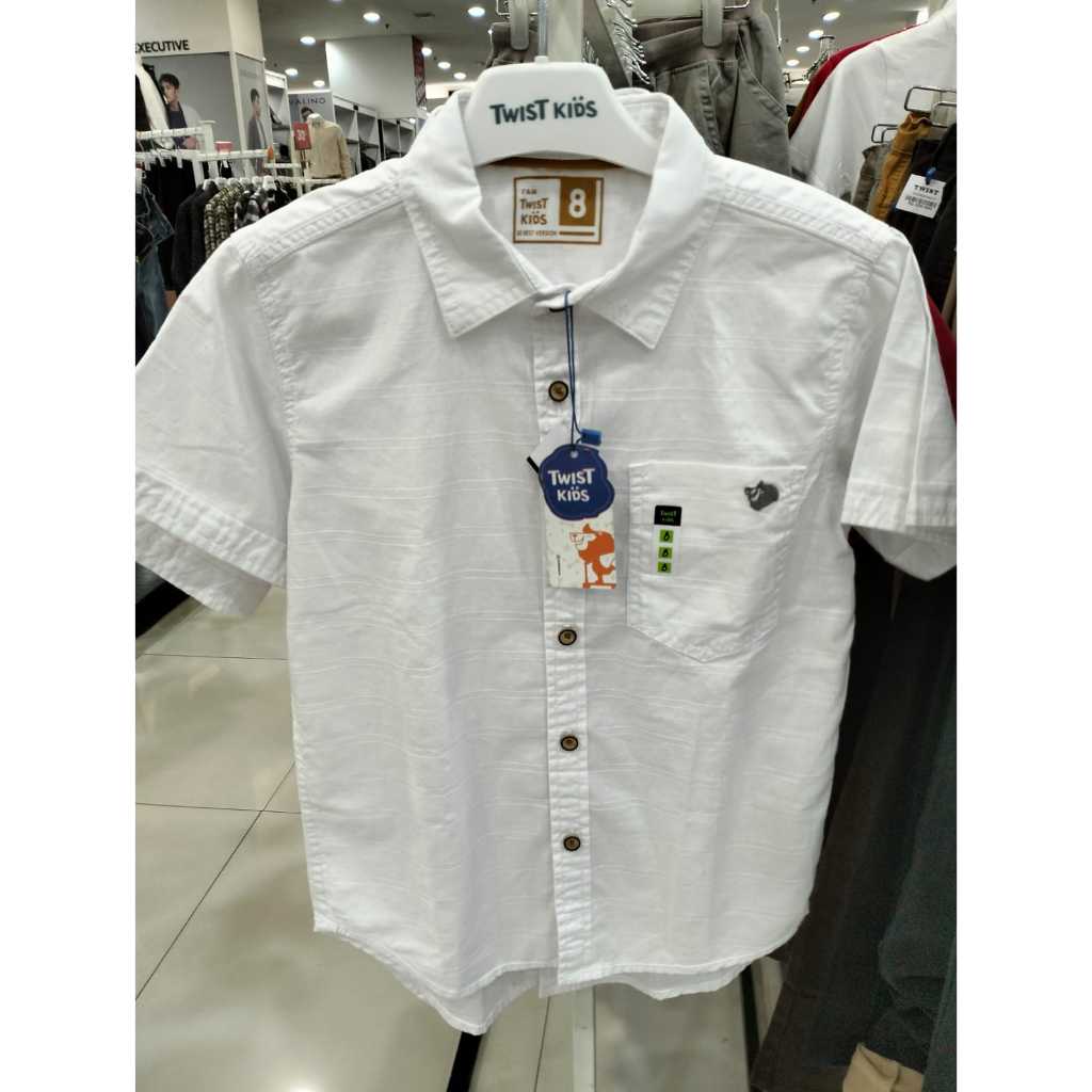 TWIST Kids Kemeja Anak Laki Laki Lengan Pendek Solid White