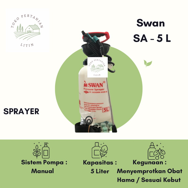 Swan (SA-5L) - Alat Semprot / Tangki Sprayer Swan Manual Kapasitas 5 Liter Original