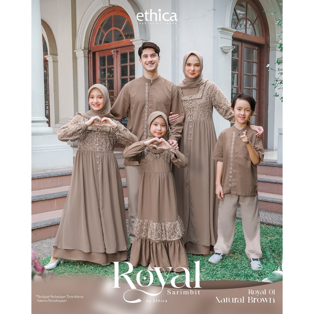 Ethica Sarimbit Royal 01 Natural Brown Gamis dan Koko Couple Keluarga Terbaru 2024