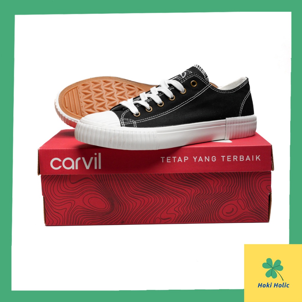 Carvil Robell LC Black White - Sepatu Sekolah Carvil Pendek Hitam Putih