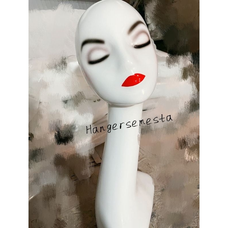 PATUNG/MANEKIN KEPALA DISPLAY HIJAB/ PATUNG JILBAB/RAMBUT WIG WANITA FIBER GLASS