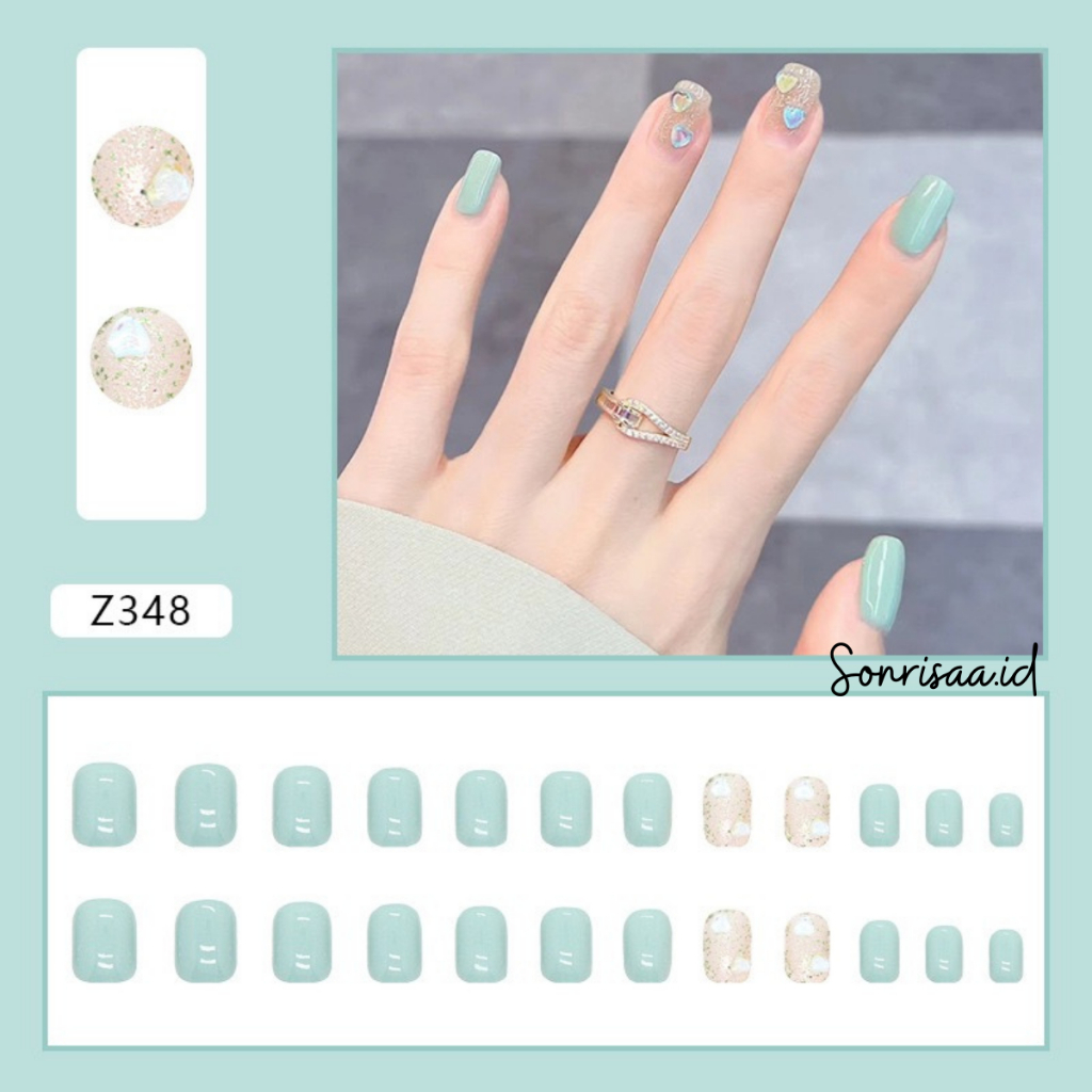 Kuku Palsu 3D Tosca Love Glitter 24pcs (Z348) / Fake Nail / Kuku Palsu Pengantin / Kuku Palsu Weddin