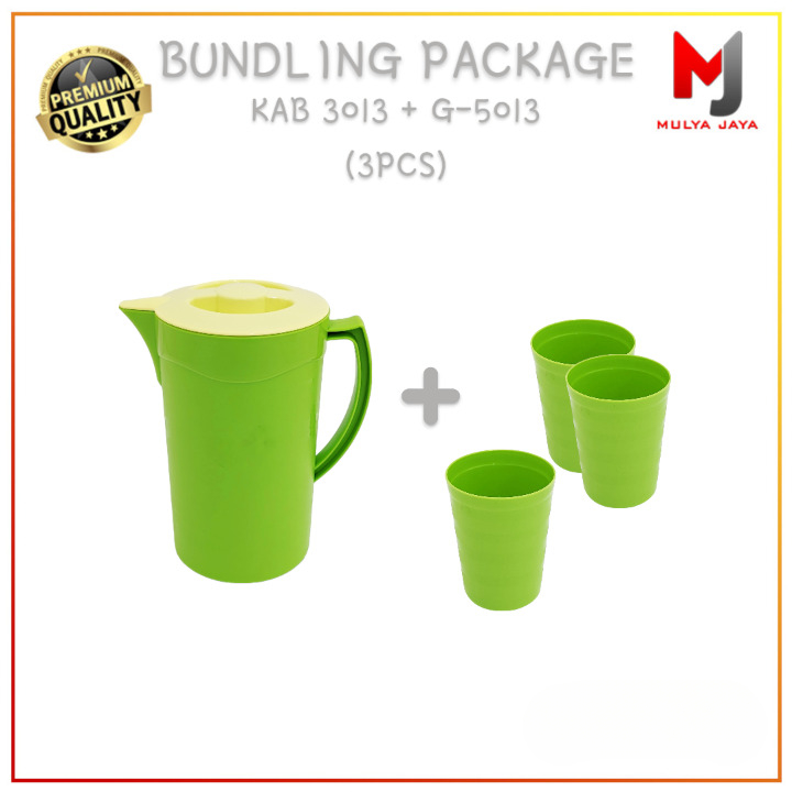 Golden Sunkist Set Teko Plastik 2.5Liter Dan Gelas Minum Plastik Kecil Mulya Jaya