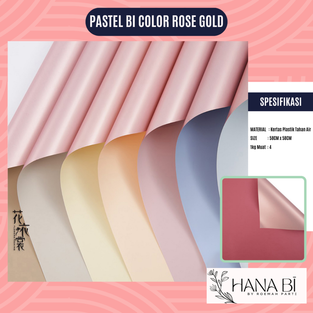 

5 Lembar Cellophane Wrapping Paper Pastel Bi Color Rose Gold Kertas Buket NEw Korea Bunga Flower Wrapping Paper Kado P.MGOY