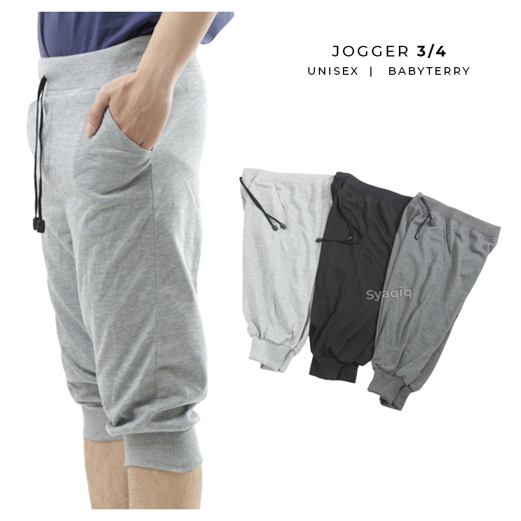 JOGGER PANTS 3/4 CELANA JOGGER OLAHRAGA TRAINING GYM LARI BADMINTON JALAN SANTAI JOGGING PRIA WANITA