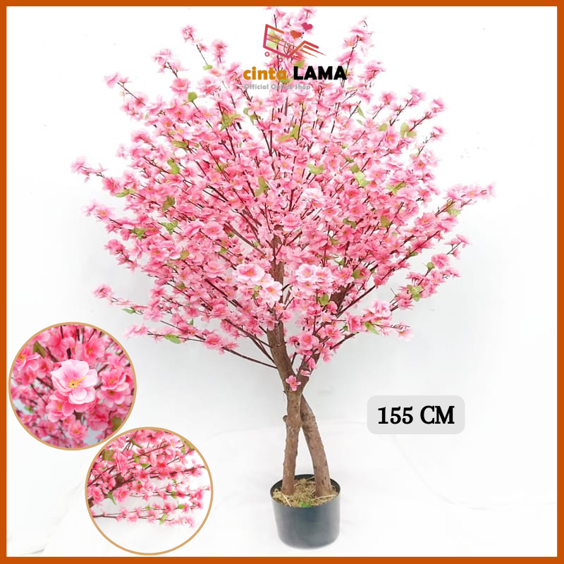 Pot Tanaman Bunga Hias Plastik Artificial Pohon Sakura Besar Ornamen Dekorasi Sudut Ruangan PBP80