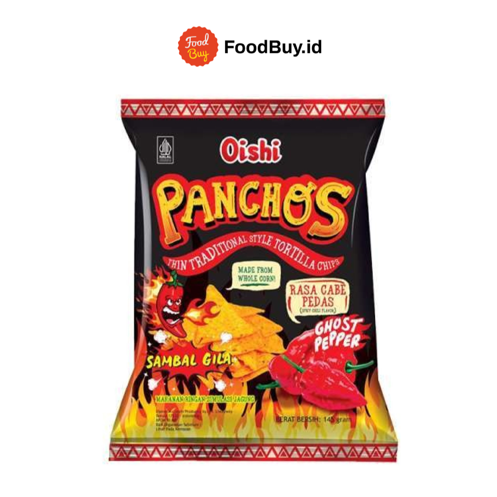 

Oishi Panchos Tortilla Chips Rasa Cabe Pedas Ghost Pepper 145 gr