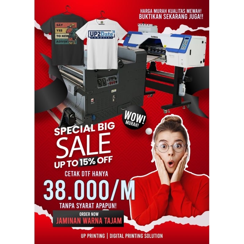 Jasa Cetak Print Sablon DTF Meteran Full Warna / Sablon DTF Custom Meteran