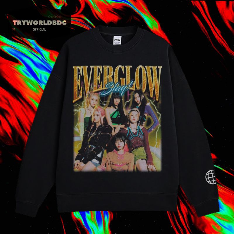 TRYWORLDBDG OFFICIAL "EVERGLOW" CREWNECK | SWEATER | HOODIE | CREWNECK HITAM | CREWNECK EDISI K POP 