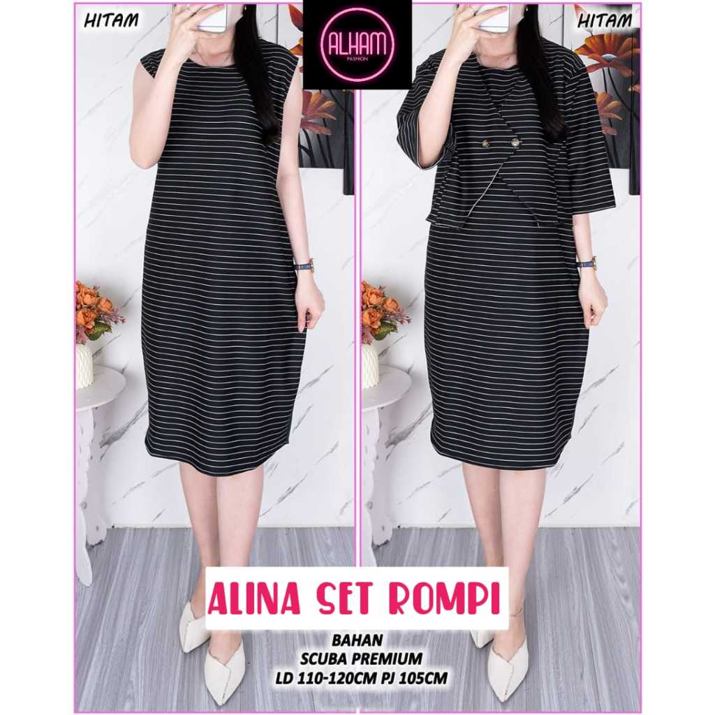 Alina Set Rompi Alham Baju Setelan Wanita Terbaru Ld 110 120 Scuba Premium Harian Pesta Kuliah Kerja