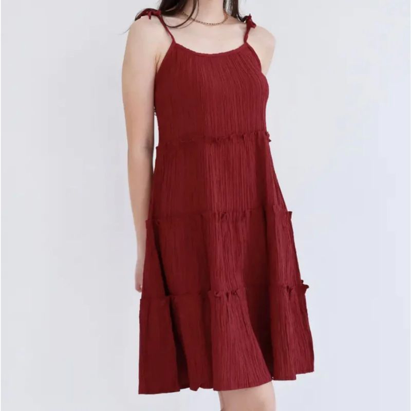 Bonita Dress Krinkle / Midi Dress / Dress Wanita / Dress Korea Crinkle