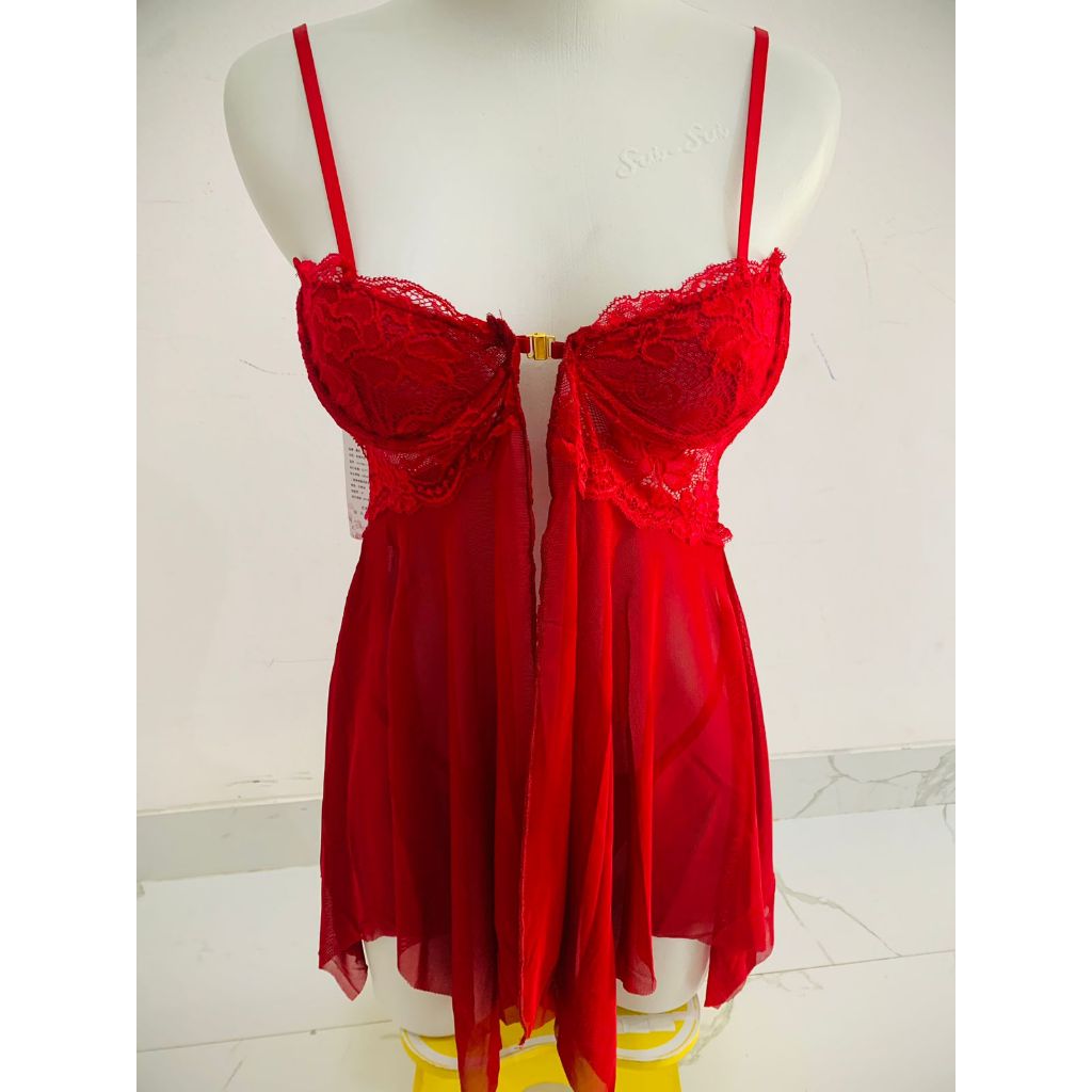 Lingerie sexy lace baju tidur sexy merah wanita 02/ Baju Haram  Merah/ Lingerie dress babydoll under