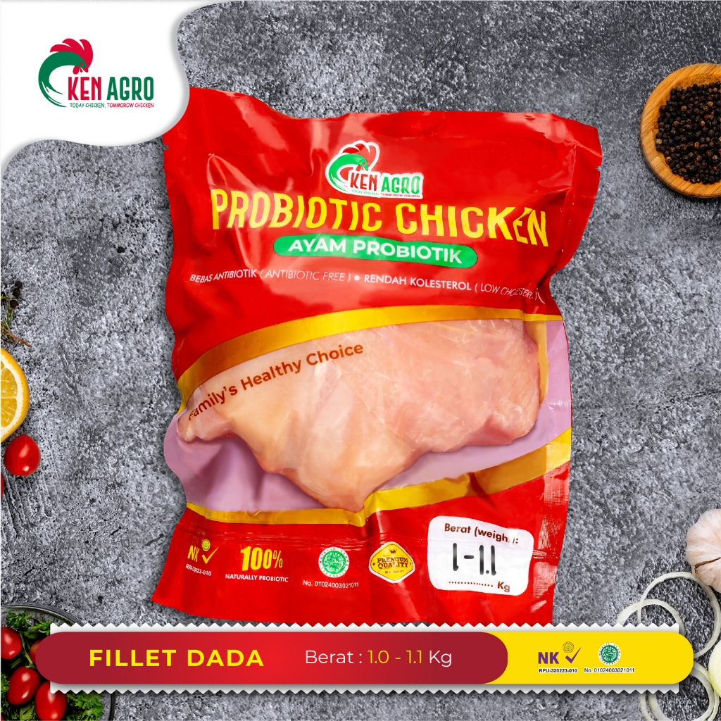 

Ken Agro Ayam Probiotik Boneless Fillet Dada 1.0-1.1 kg Frozen