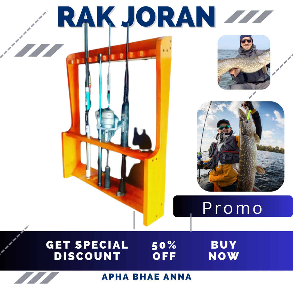RakJoran Pancing Kayu Murah Tempel Dinding Tempat Tegek Alat Pancing ROD HOLDER