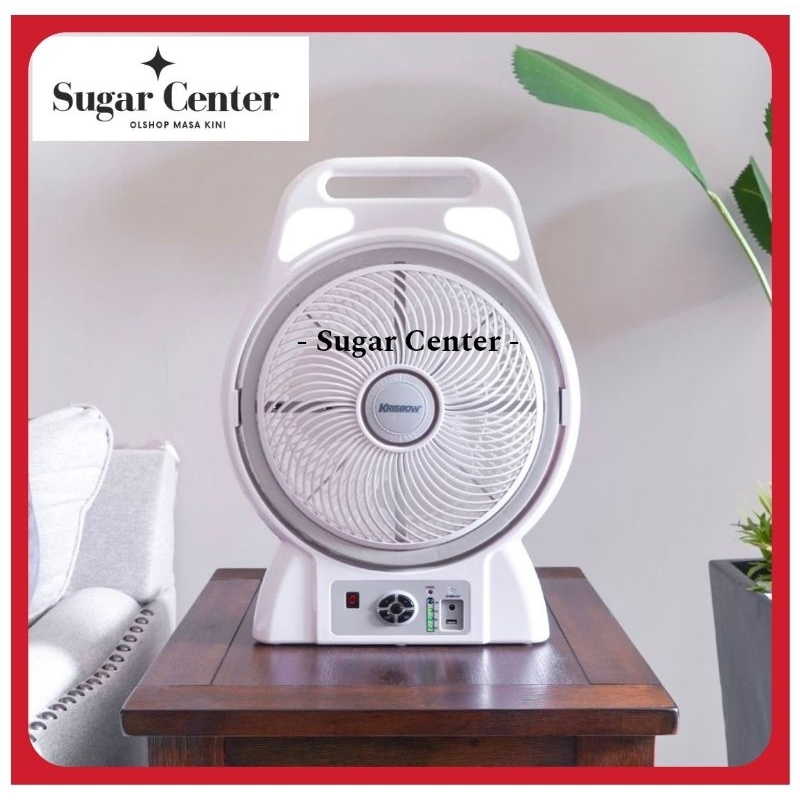 Krisbow Kipas Angin Meja Dengan Lampu Rechargeable 12 Inci/Krisbow Kipas Angin Darurat/Emergency Box