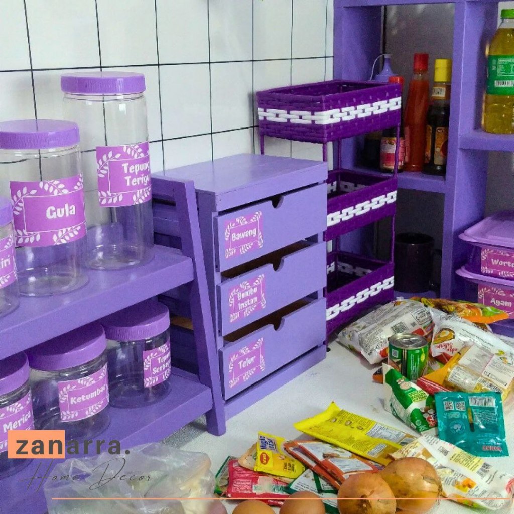 Rak Bumbu Dapur Susun Ungu Tempat Bumbu Pink Rak dan Toples Bumbu Set