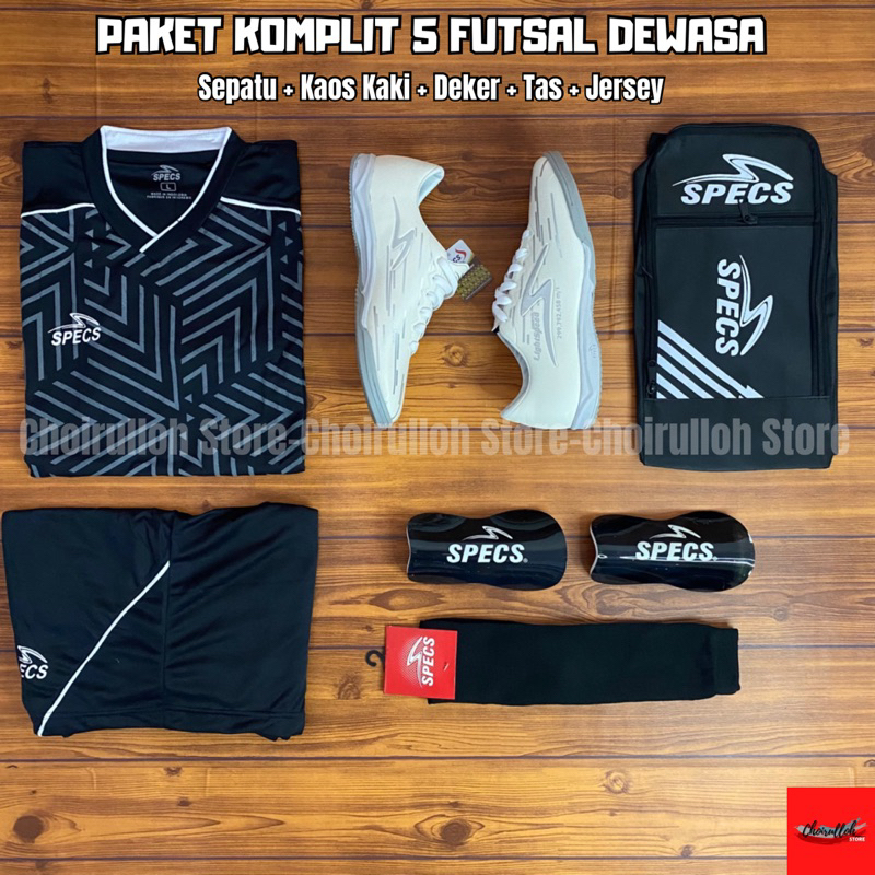 SEPATU FUTSAL DEWASA SPECS LIGHTSPEED REBORN PUTIH PAKET KOMPLIT