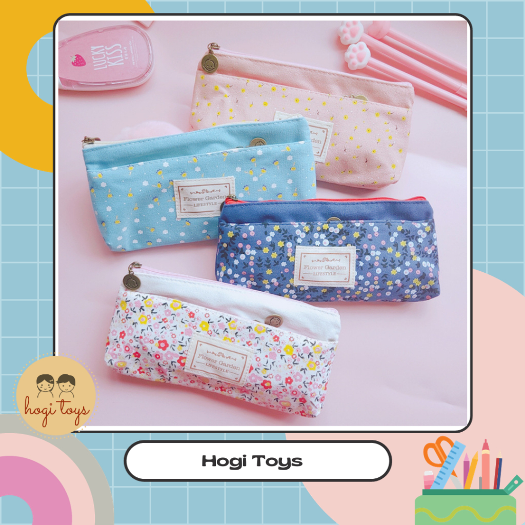 

Tempat Pensil Model Pouch Korea Aestetik Motif Bunga 4 Warna Lucu Murah