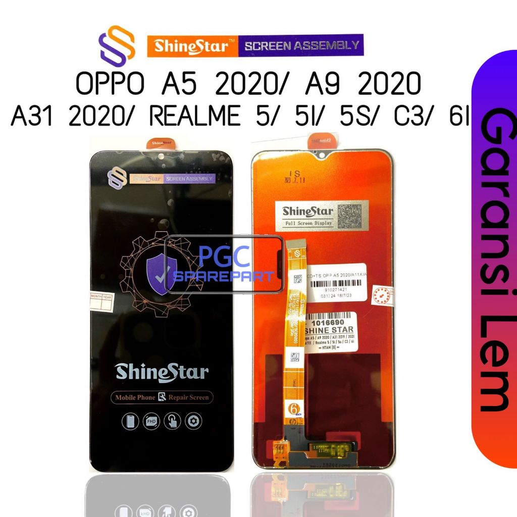 ORIGINAL SHINESTAR - LCD Touchscreen Fullset Oppo A5 2020 / CPH1931/ A9 2020 / A11X / CPH1937 / A31 2020 / CPH2015 / Realme 5 / RMX1911 / 5i / RMX2030 / 5S / RMX1925 / 6i / RMX2040 - GARANSI LEM