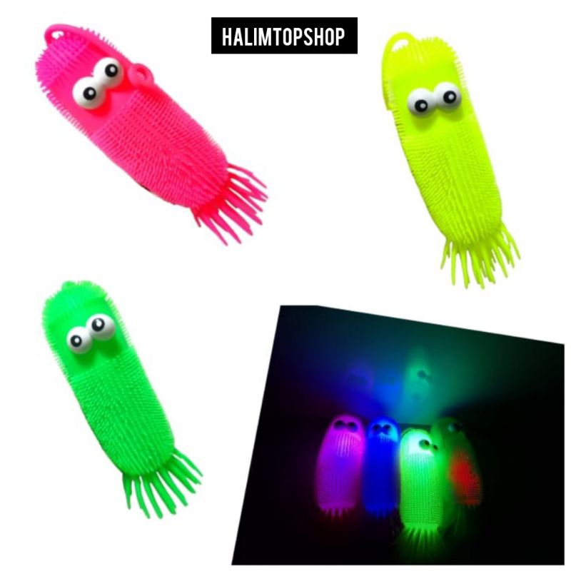 [Whispers] Mainan Anak Yoyo Ubur Ubur Lampu Karet Cumi / Mainan Anak Puffer Ball Karet Ada Lampu