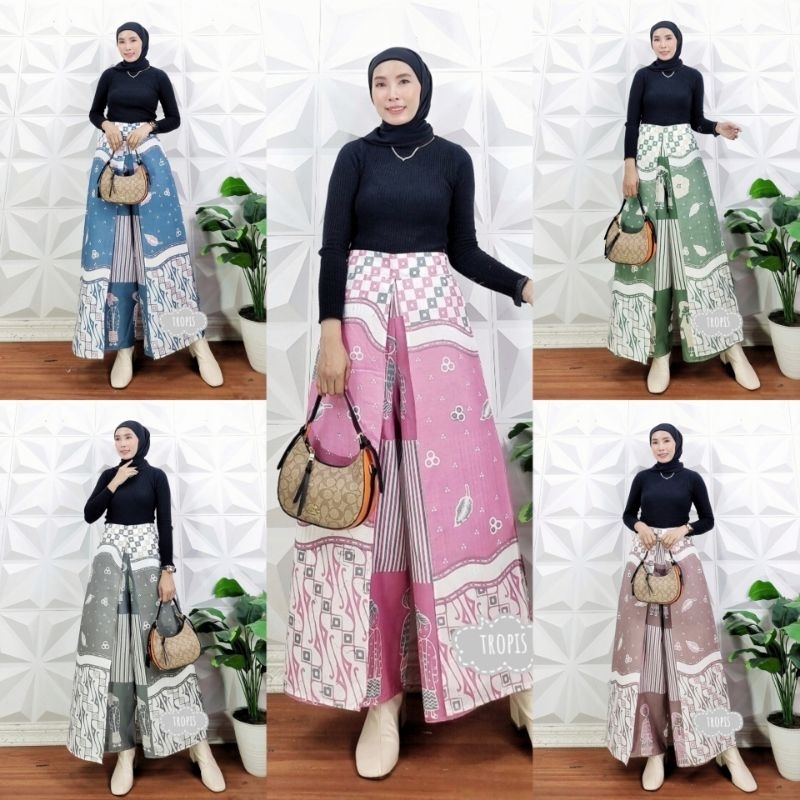 Celana kulot LAYER KOTAK JUMPUT celana batik tumpuk kerja kantoran bawahan kebaya celana kondangan c